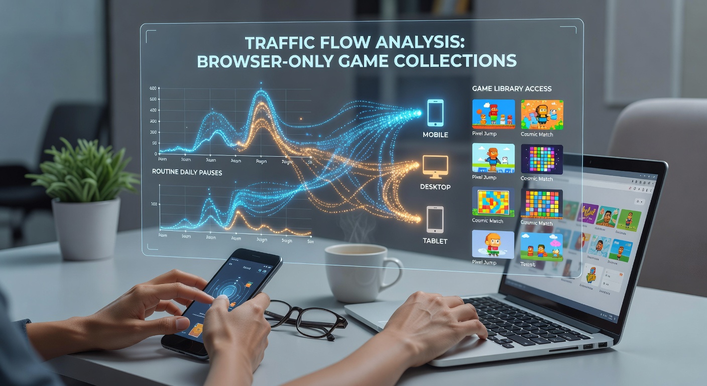 Analytics dashboard displaying browser game traffic patterns on mobile and desktop devices during typical break periods