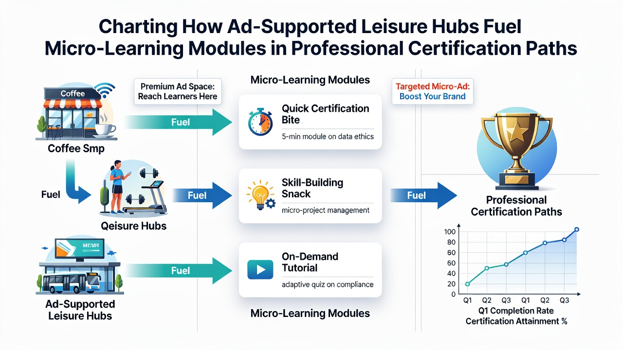 Global workforce data visualization showing certification pathways supported by ad-supported leisure content hubs