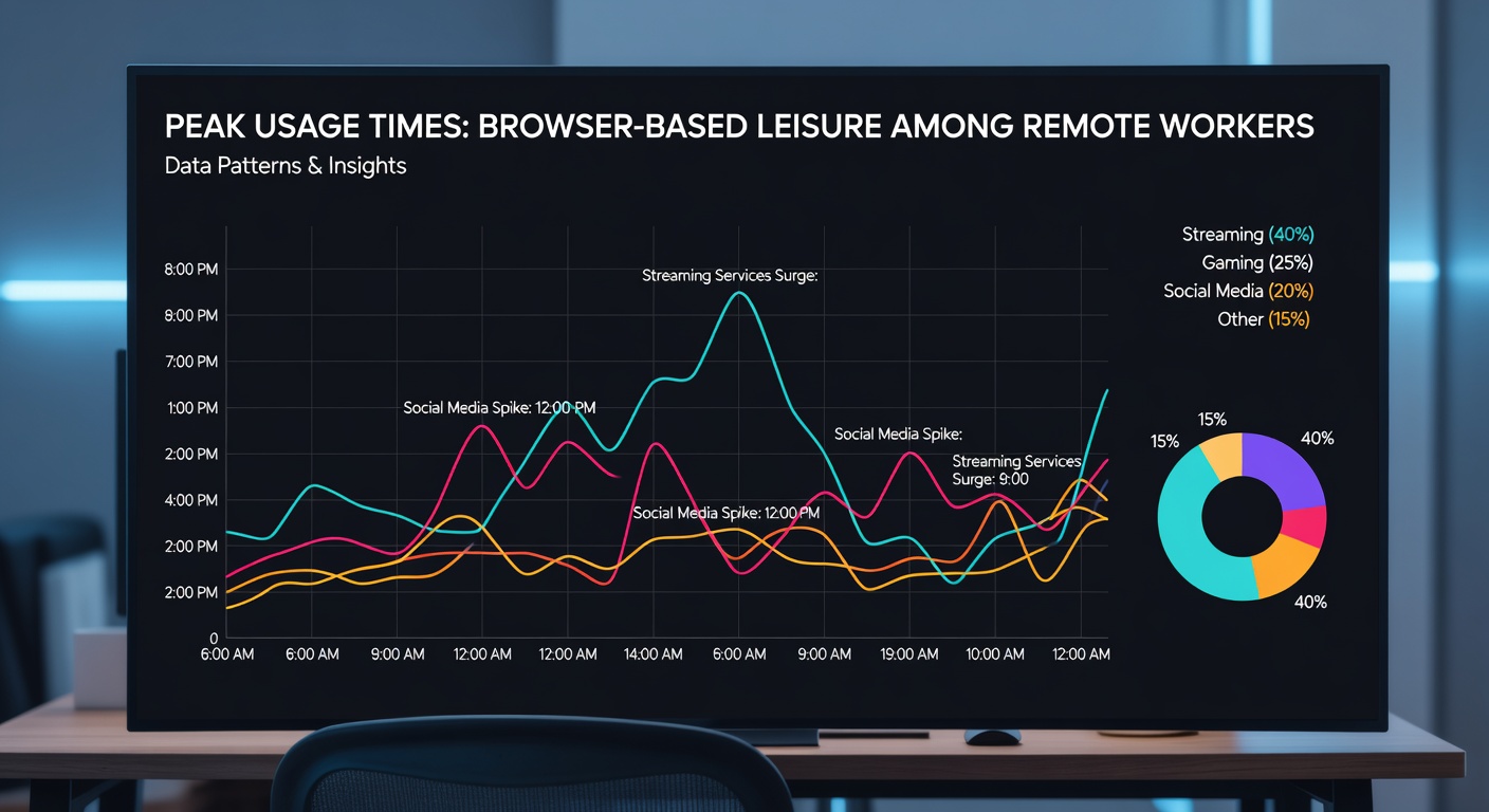 Heatmap visualization of browser activity peaks throughout a standard remote workday