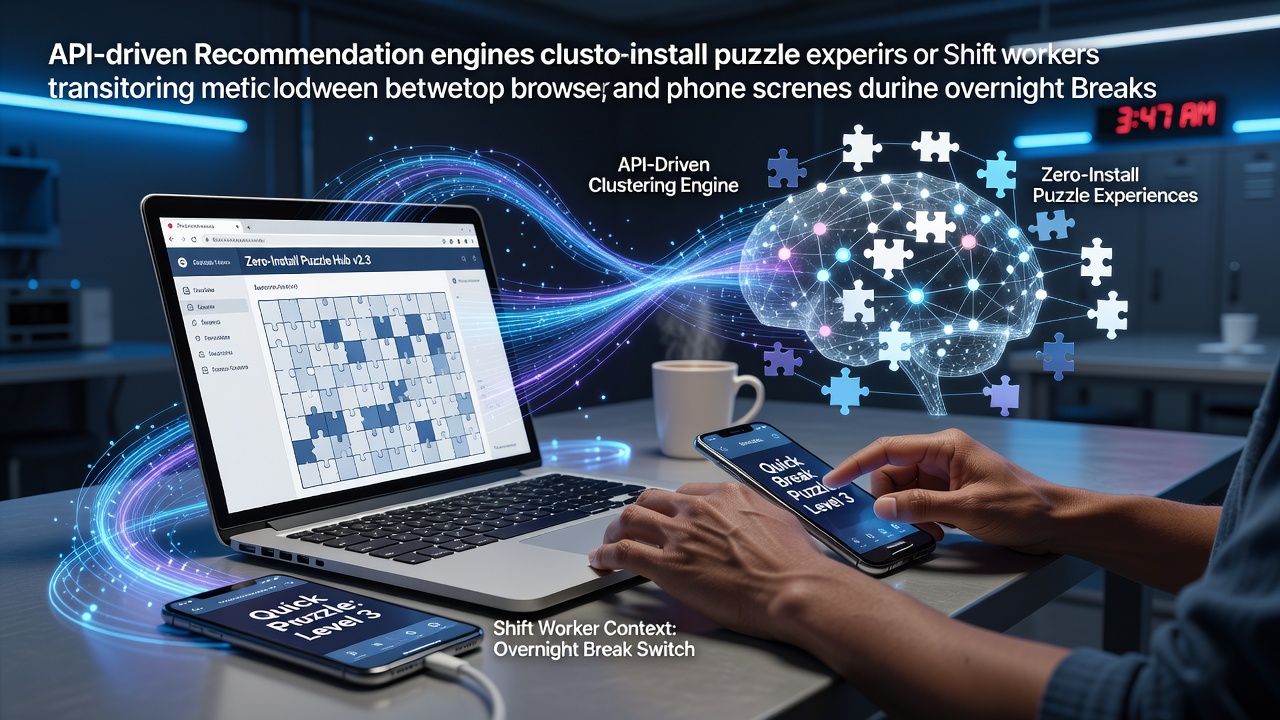 API recommendation engine clustering puzzle games across devices for shift workers