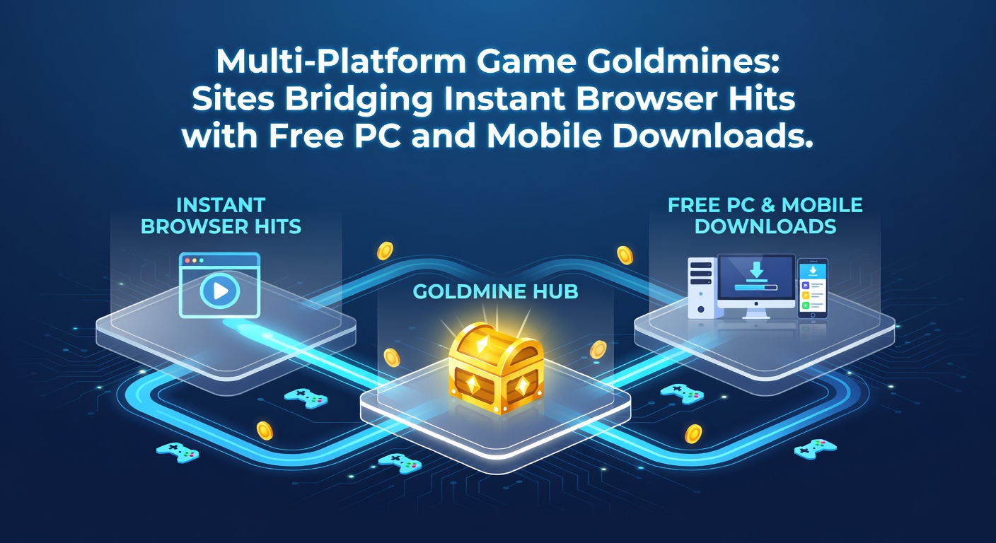 Dynamic interface example from a multi-platform site, featuring a game trailer playing in-browser with prominent 'Download for PC' and 'Get Mobile Version' buttons below