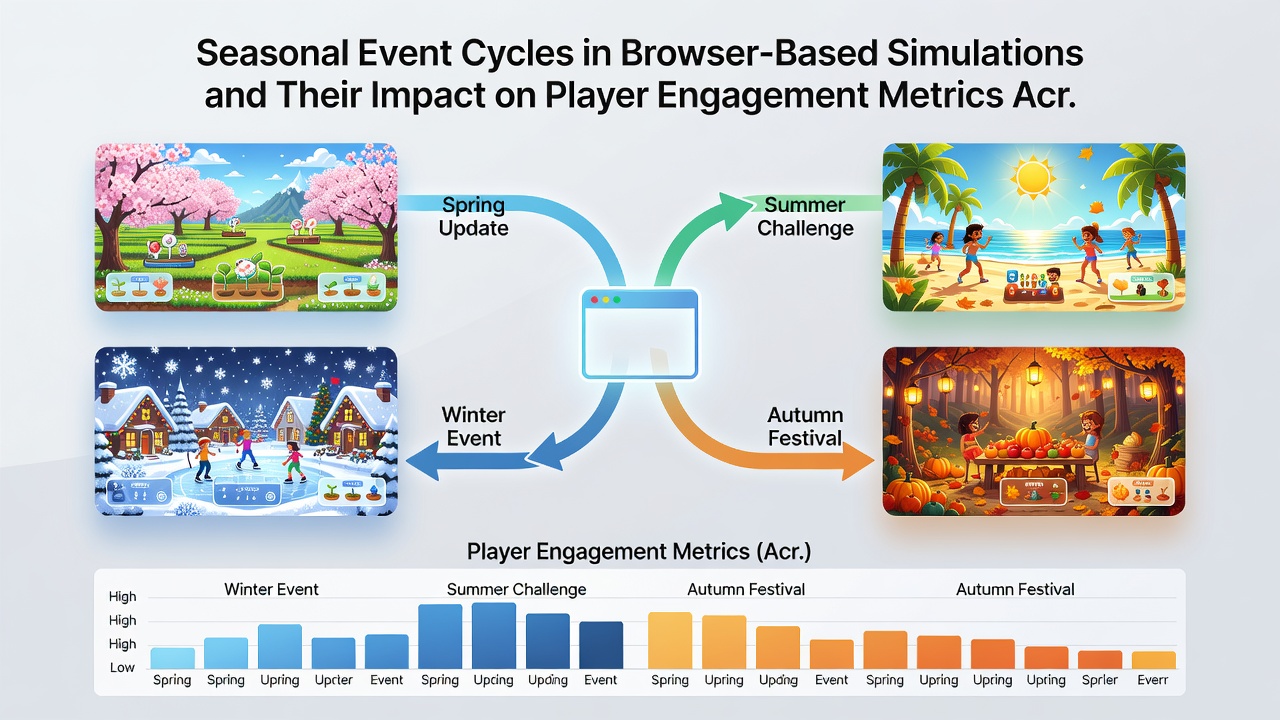 Time zone engagement chart illustrating session peaks during seasonal events in browser-based simulations